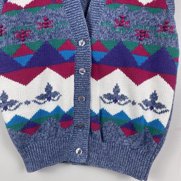 Koret City Blues Womens Sweater Vest Small Blue Aztec Geometric Granny Cottage - Picture 4 of 7